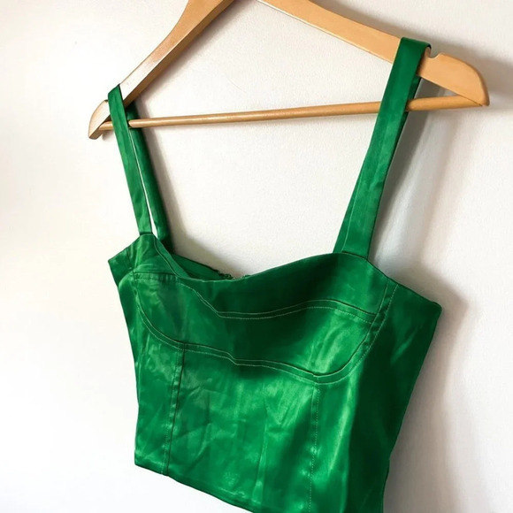 Superdown Tiana Satin Bustier Crop Top Green  Sz S - Picture 4 of 7